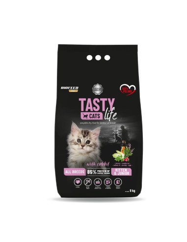 BIOFEED Tasty Cats Life Kitten Junior Rabbit - sausas kačių maistas - 8 kg