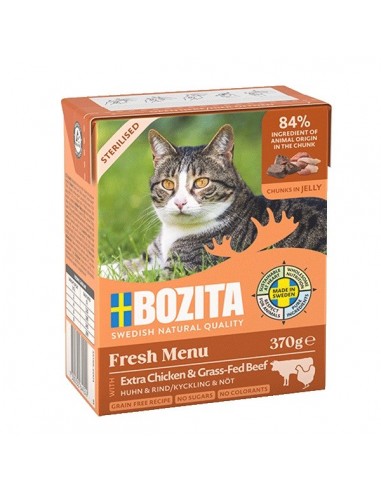 BOZITA Fresh Menu Sterilised Extra Chicken with beef  - šlapias kačių maistas - 370g