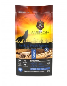 AMBROSIA Lamb and fresh salmon - sausas maistas šunims - 2kg