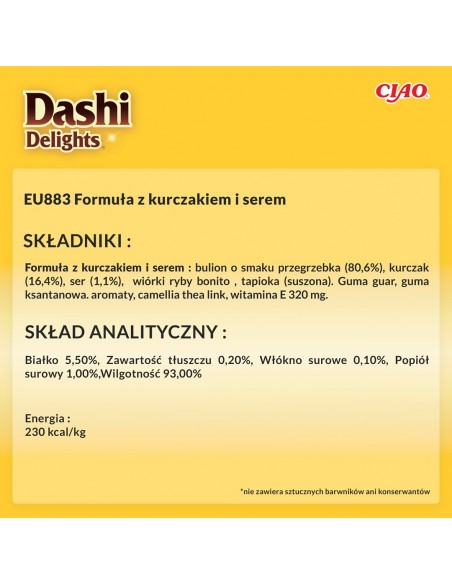 INABA CAT Dashi Delights Silky Broth Chicken with Cheese - skanėstas katėms - 40g