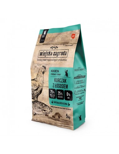WIEJSKA ZAGRODA Kitten Chicken with salmon - sausas kačių maistas - 5kg
