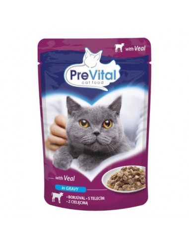 PREVITAL Veal in gravy - šlapias kačių maistas - 100g