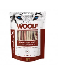 WOOLF Long Beef and Cod Sandwich - skanėstas šuniui - 100g