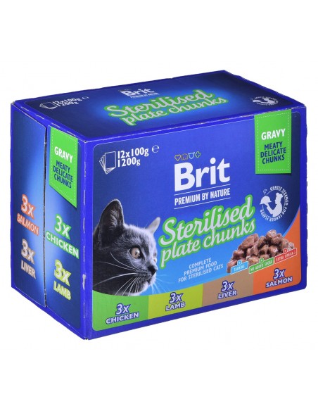 BRIT Premium Cat Sterilised Plate - drėgno kačių ėdalo - 12x100g