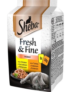 SHEBA Fresh&Fine Chicken, Turkey - drėgno kačių ėdalo - 6...