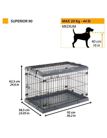 FERPLAST Superior 90 - Narvas šunims - 92 x 58,5 x 62,5 cm
