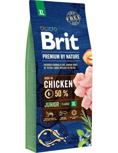 BRIT Premium by Nature Junior XL Chicken - sausas maistas šunims - 15 kg