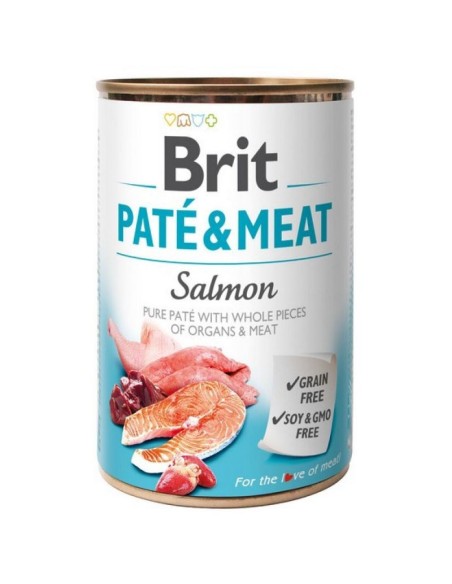 BRIT Paté & Meat Salmon - drėgnas ėdalas šunims - 400g
