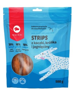 MACED Duck, rabbit and lamb strips - skanėstas šunims - 500g