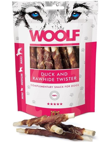 WOOLF Duck rawhide twister - skanėstas šunims - 100g