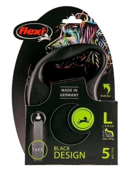 Flexi Black Design L 5 m Geltona Šuo Susitraukiantis pavadėlis