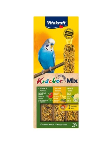 VITAKRAFT Kräcker Mix Banana, kiwi, pepper - skanėstai nuo banguotosios papūgos - 3 vnt.