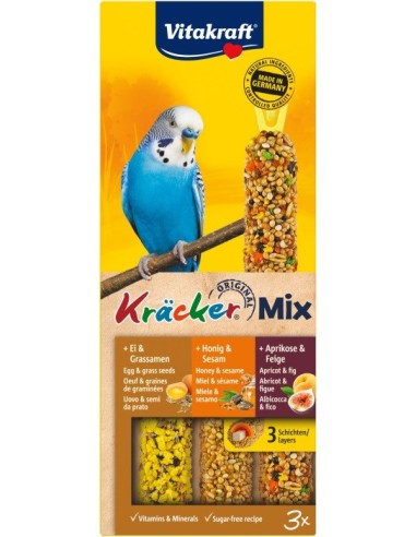 VITAKRAFT Kräcker Mix Egg, apricot, honey - skanėstai nuo banguotosios papūgos - 3 vnt.