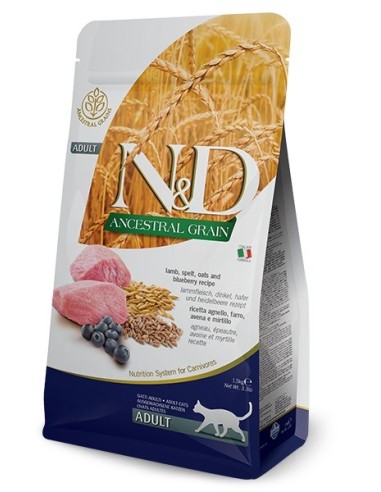FARMINA N&D ANCESTRAL GRAIN CAT LAMB. SPELT. OATS AND BLUEBERRY ADULT 1,5kg